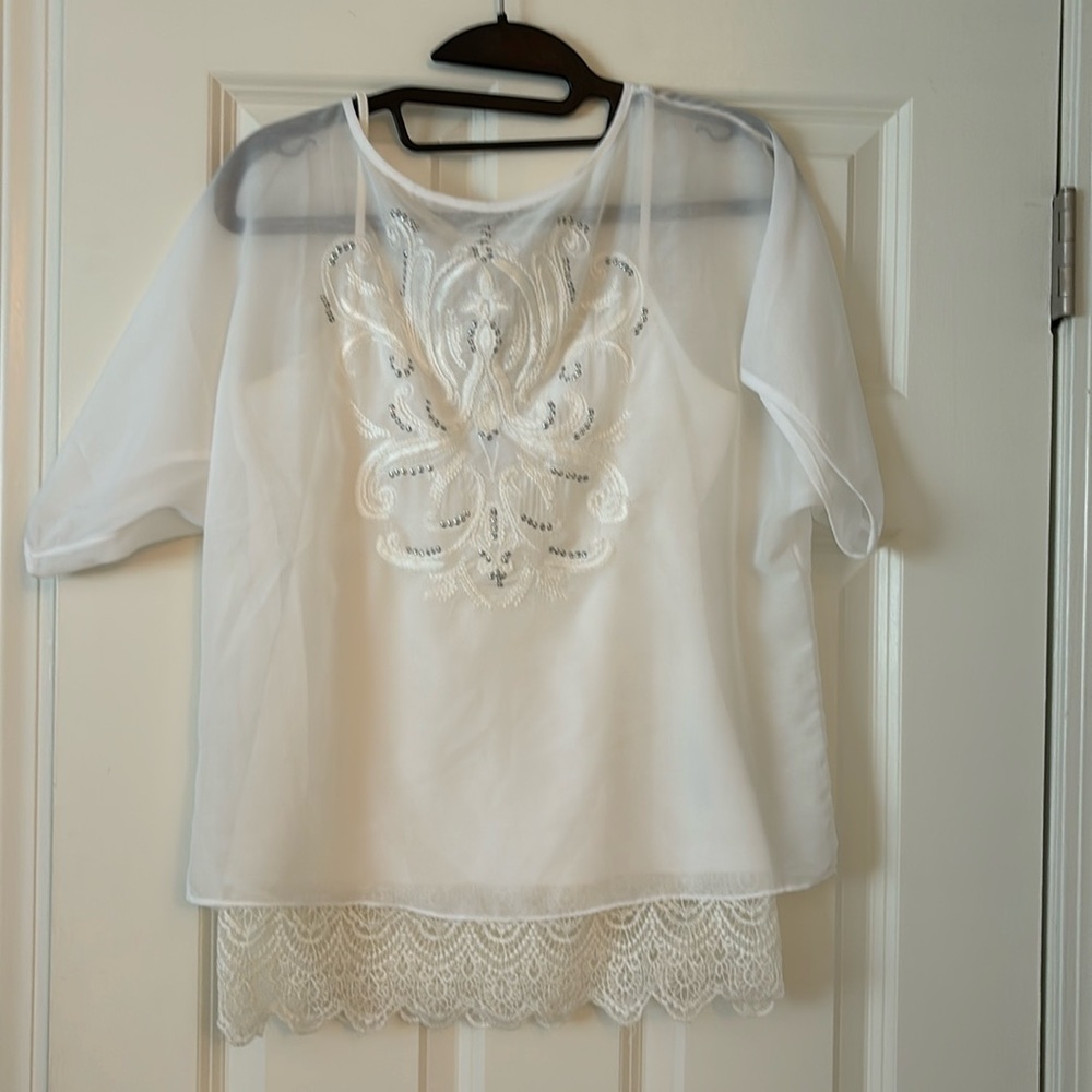White House Black Market top with beading. Size xs